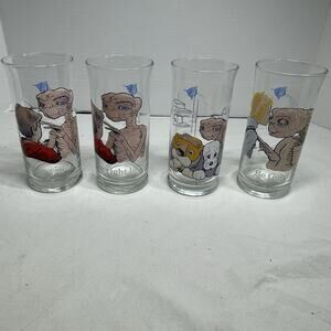 Vintage E.T. 1982 Limited Edition Pizza Hut Collector Drinking Glasses (4 Pcs)